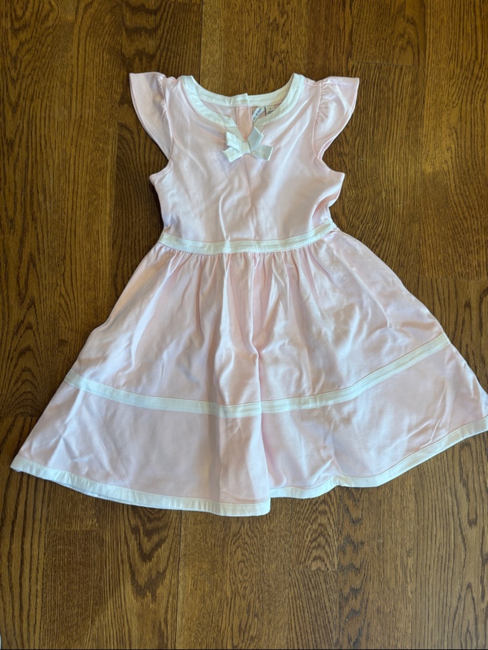Little Girls Pink Bow-Accent Cotton Sundress